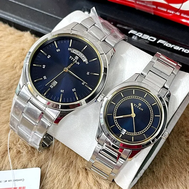 Titan Bandhan Blue Dial Couple Watch | 17672596SM01